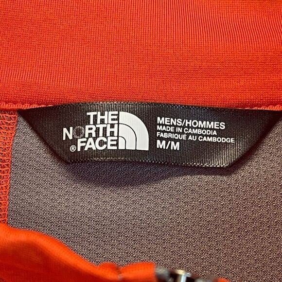 THE NORTH FACE Jacket Men’s Medium Orange Gray Quarter Zip Pullover Lightweight - Picture 5 of 14